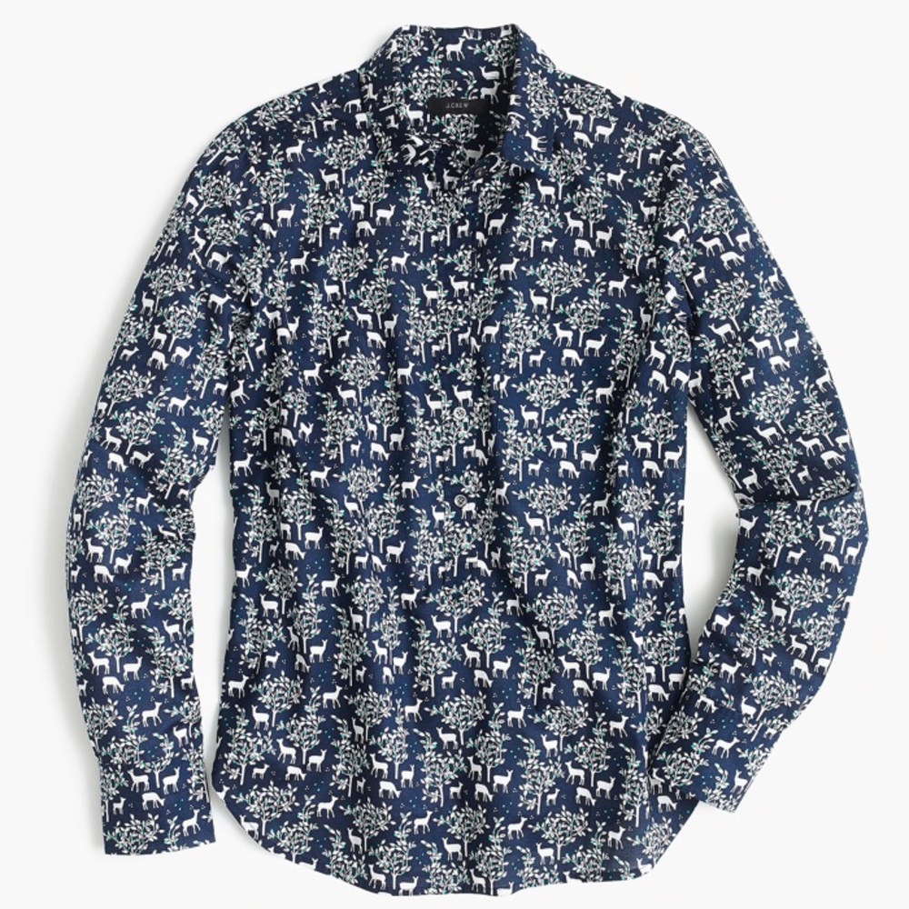 J.Crew “popover” shirt in deer print.